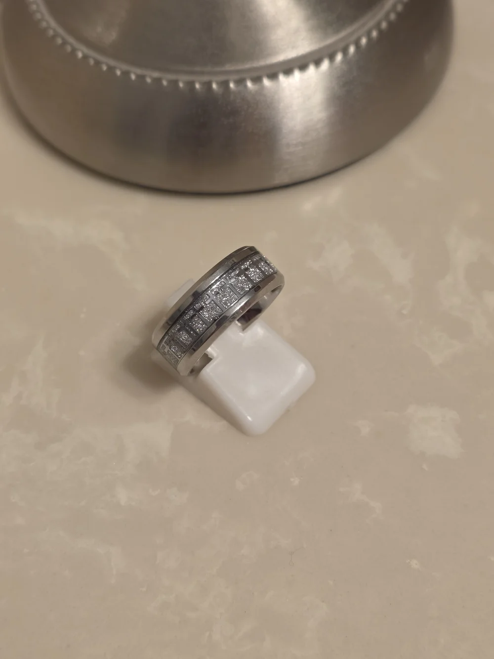 Men's Brushed Silver Stainless Steel Cross Ring Size 8